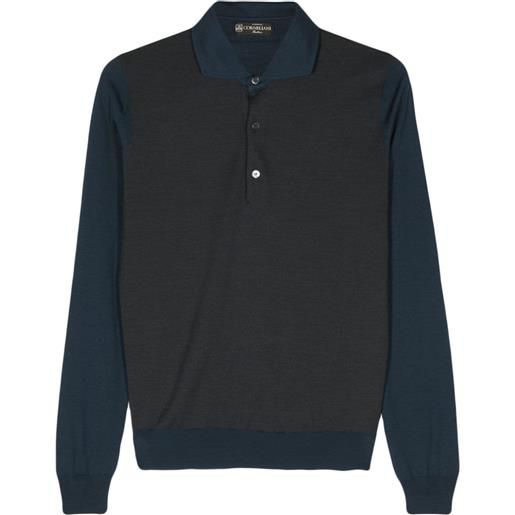 Corneliani fine-knit wool polo shirt - marrone