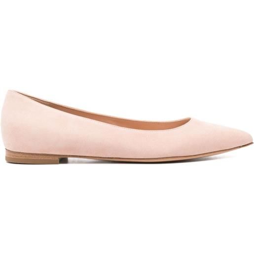 Gianvito Rossi suede pointed-toe ballerina shoes - rosa