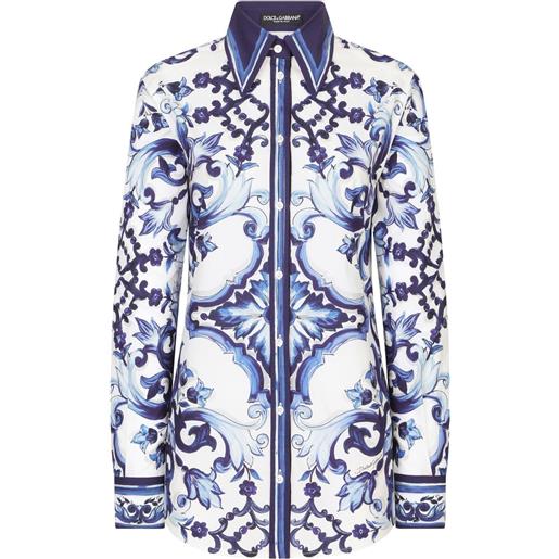 Dolce & Gabbana gonna con stampa maioliche - blu
