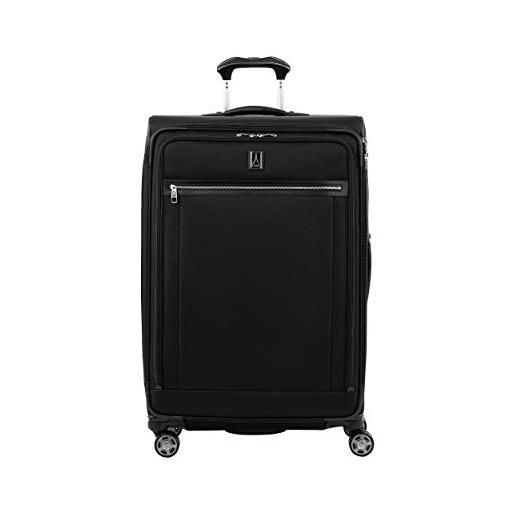 Travelpro platinum elite valigia extra large morbida 4 ruote direzionali 83x53x34 cm, estensibile e durevole, con chiusura tsa, 144 litri, bagaglio viaggio, colore nero, garanzia 10 anni