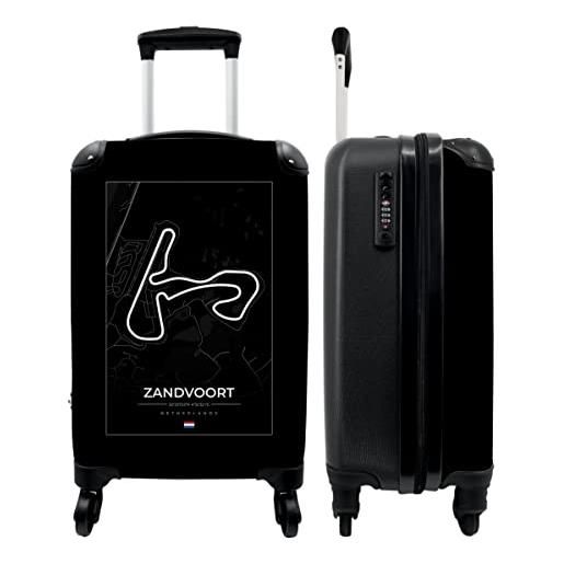 NoBoringSuitcases.com® valigia trolley bagaglio a mano valigie piccole con 4 ruote - f1 - circuito - zandvoort - paesi bassi - bianco e nero - bagaglio a bordo