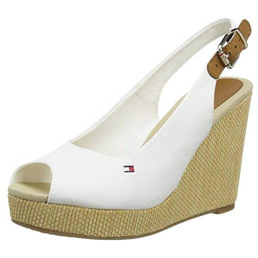 Tommy Hilfiger espadrillas wedge donna iconic elena sling back wedge tacco a zeppa, rosa (soothing pink), 38 eu