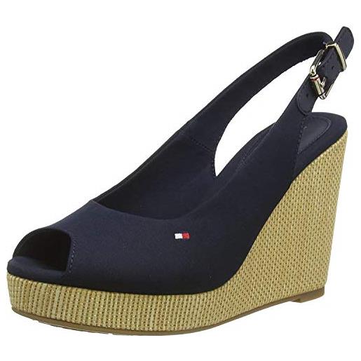 Tommy Hilfiger espadrillas wedge donna iconic elena sling back wedge tacco a zeppa, rosa (soothing pink), 36 eu