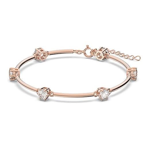 Swarovski constella braccialetto, con zirconi rotondi Swarovski e placcato in tonalità oro rosa, lunghezza regolabile, collezione i, bianco