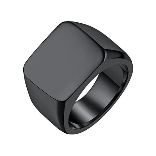 FindChic anello uomo nero anello con sigillo da uomo acciaio inossidabile, anello uomo quadrato regalo per uomo, taglia 32,5, anello nero uomo acciaio inossidabile