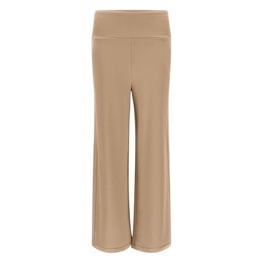 FREDDY - pantaloni ampi in felpa di viscosa con vita risvoltabile, donna, marrone, medium