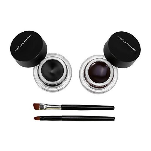Zetiling 2 set di cosmetici per il trucco dell'occhio con eyeliner in gel a lunga tenuta per le bottiglie con pennello 2 pezzi(black + brown)