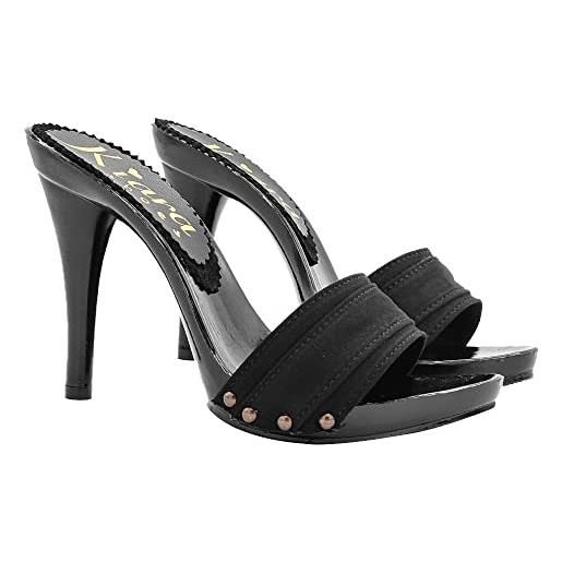 Kiara Shoes sandali neri sexy clogs stiletto made in italy - km7501-nero (41 eu, nero)