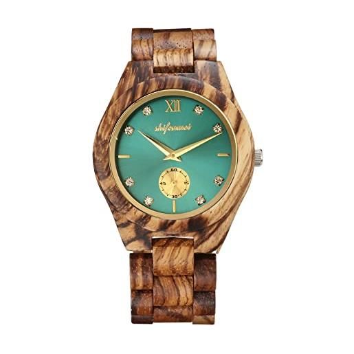 RORIOS orologio da uomo e donne in legno analogico al quarzo orologio con cinturino in legno couple watch leggero orologio di legno per uomo donna