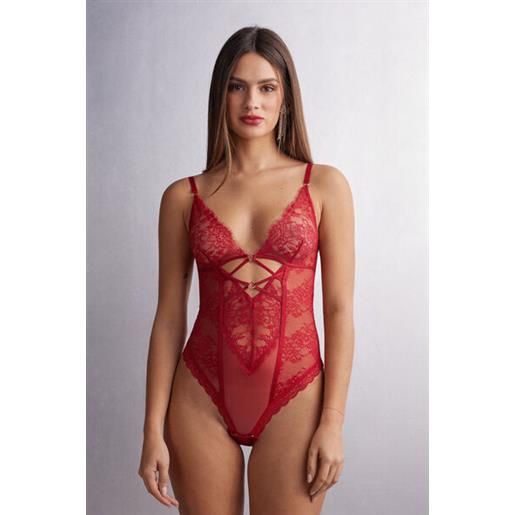 Intimissimi body in pizzo intricate surface rosso