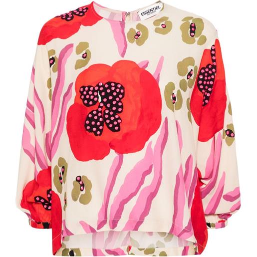 Essentiel Antwerp floral-print batwing-sleeve blouse - toni neutri