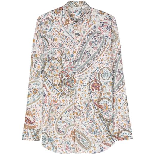 ETRO floral-print poplin shirt - bianco