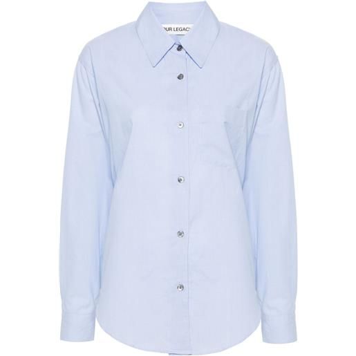 OUR LEGACY contrast striped cotton shirt - blu