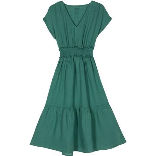 120% Lino flared linen midi dress - verde