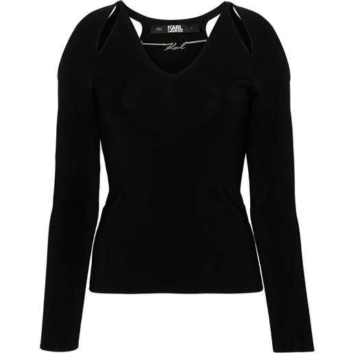 Karl Lagerfeld logo-plaque cut-out jumper - nero
