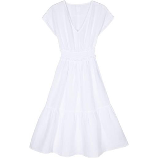 120% Lino flared linen midi dress - bianco