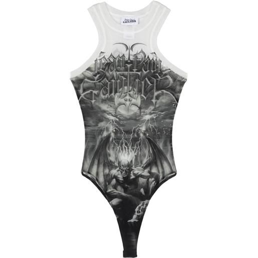 Jean Paul Gaultier graphic-print mesh bodysuit - nero