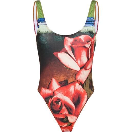 Jean Paul Gaultier the red roses swimsuit - rosso