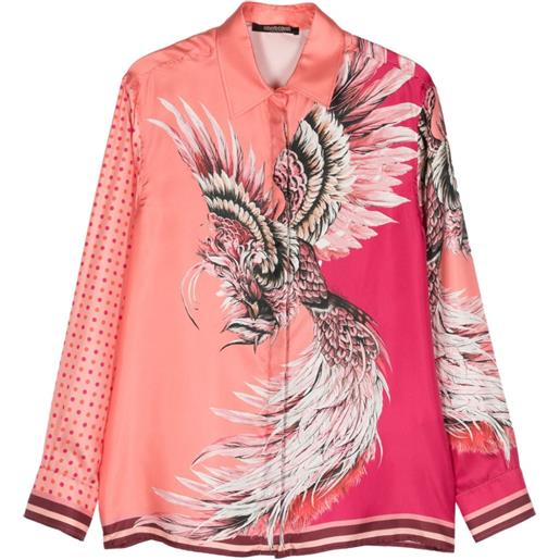 Roberto Cavalli bird patchwork print shirt - rosa