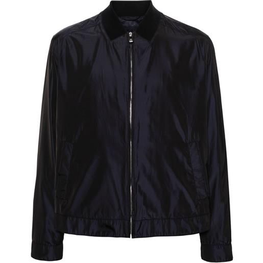 Corneliani zip-up satin bomber jacket - blu