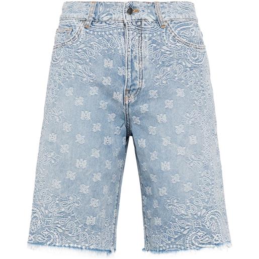 AMIRI bandana-jacquard denim shorts - blu