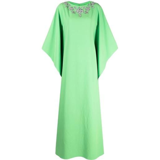 Marchesa Notte abito lungo con decorazione di cristalli - verde