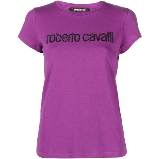 Roberto Cavalli t-shirt con ricamo - viola