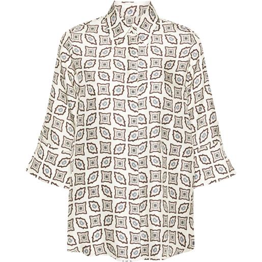 Alberto Biani geometric-print silk shirt - toni neutri