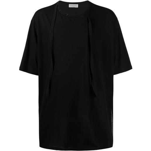 Yohji Yamamoto t-shirt con bottoni - nero