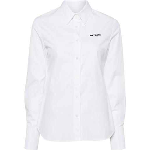 We11done logo-embroidered cotton shirt - bianco
