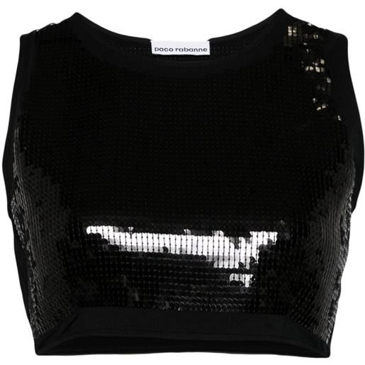 Rabanne sequined cropped tank top - nero