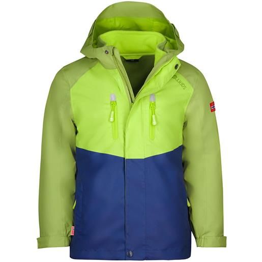 Trollkids bryggen 3in1 full zip rain jacket verde, blu 164 cm ragazzo