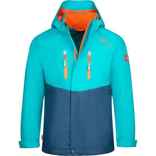 Trollkids bryggen 3in1 full zip rain jacket arancione, blu 164 cm ragazzo