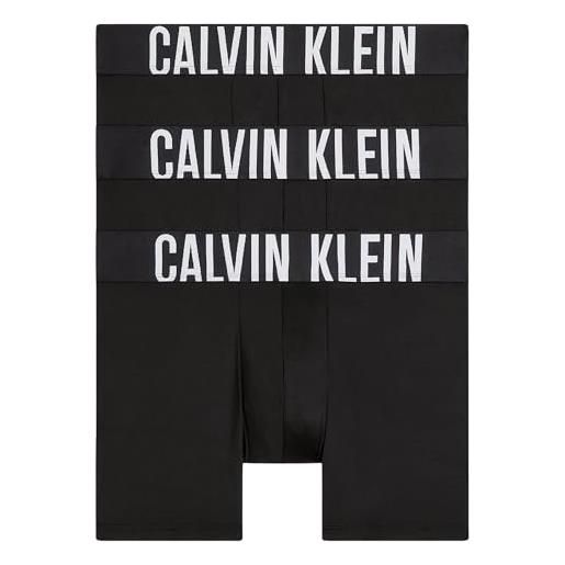 Calvin Klein boxer brief 3pk 000nb3612a aderenti, nero (black, black, black), xl uomo