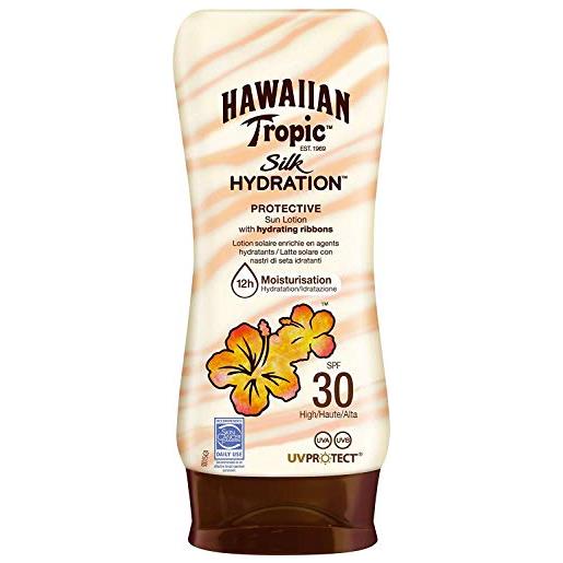 Hawaiian tropic silk lozione solare idratante, spf 30, 180 ml, confezione da 1