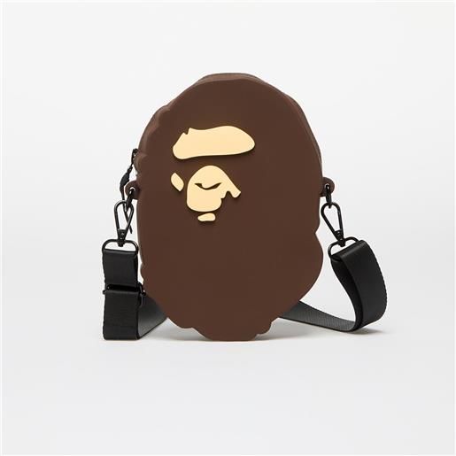 A BATHING APE ape head silicon shoulder bag brown