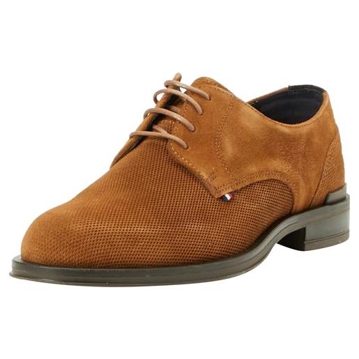 Tommy Hilfiger scarpa uomo derby in pelle scamosciata, marrone (coconut grove), 44