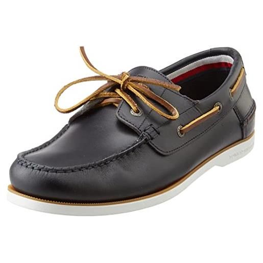 Tommy Hilfiger th boat shoe core leather fm0fm04506, scarpa da barca uomo, marrone winter cognac, 40 eu