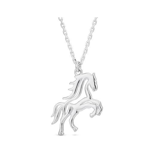 Bling Jewelry tradizionale gioiello occidentale da cowgirl equestre con ciondolo di cavallo trotter galoppante per donne adolescenti in argento sterling. 925 ossidato