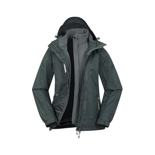 Mountain Warehouse bracken giacca da donna 3 in 1 - impermeabile, termica, traspirante, con cuciture nastrate, cappuccio rimovibile e regolabile - viaggi, invernale kaki 44