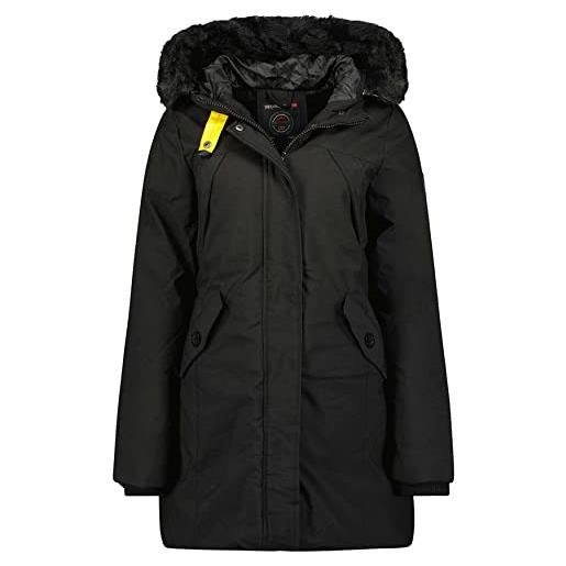 GEO NORWAY cherifa lady - parka grande da donna - cappotto invernale caldo - giacca a maniche lunghe cappotti casual (nero l misura 3)