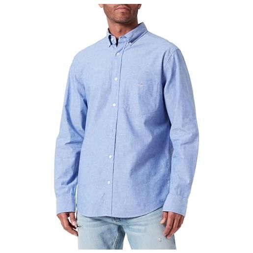 GANT reg cotton linen shirt, blu intenso, xl uomo