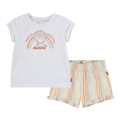 Levi's tee and short set sgss241 abiti coordinati, bianco (bright white), 24 mesi bambine e ragazze