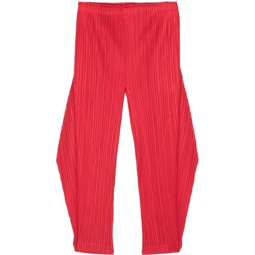 Pleats Please Issey Miyake plissé tapered trousers - rosso