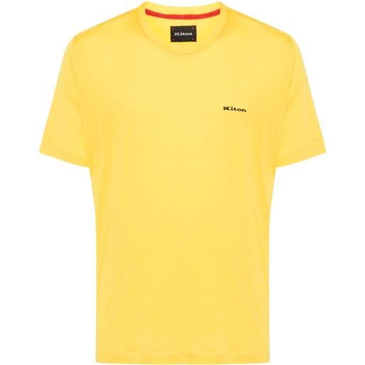 Kiton embroidered-logo cotton t-shirt - giallo
