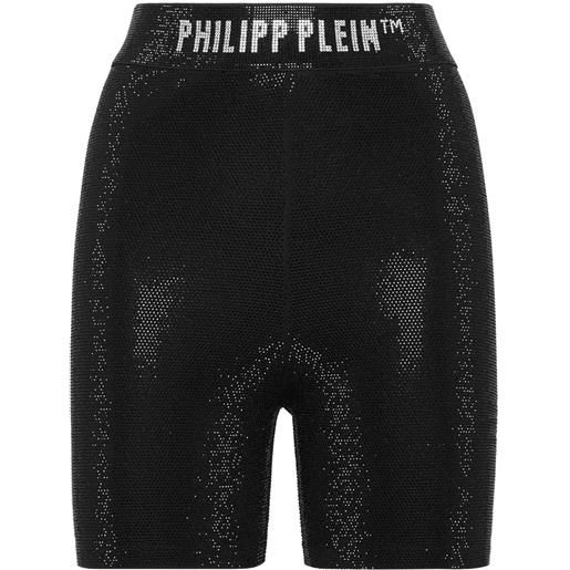 Philipp Plein shorts da ciclismo con banda logo - nero