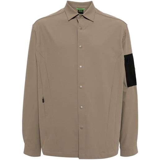 BOSS logo-appliqué panelled shirt jacket - toni neutri