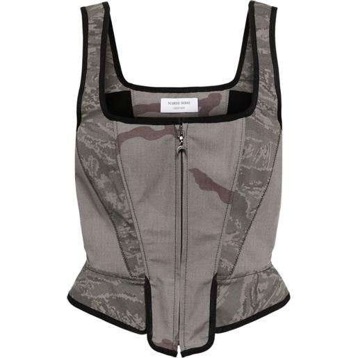 Marine Serre regenerated cotton corset top - grigio