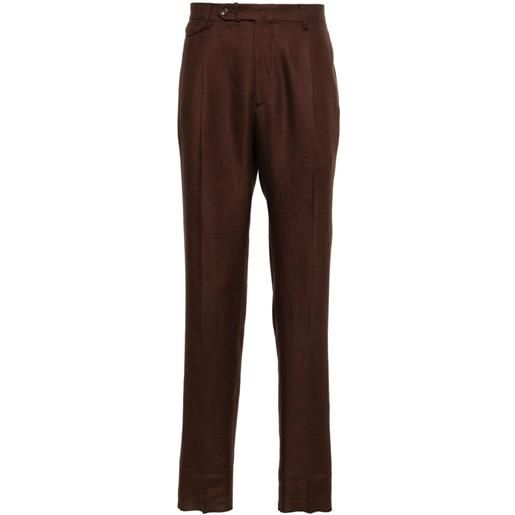 Tagliatore mid-rise tailored linen trousers - marrone