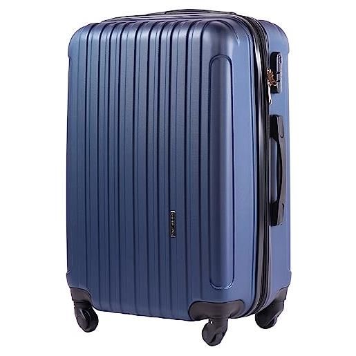 W WINGS wings luggage carrello spazioso - valigia leggera per aeroplano - custodia lussuosa e moderna con impugnatura telescopica a due stadi e lucchetto a combinazione (blu, l 74x49x30)